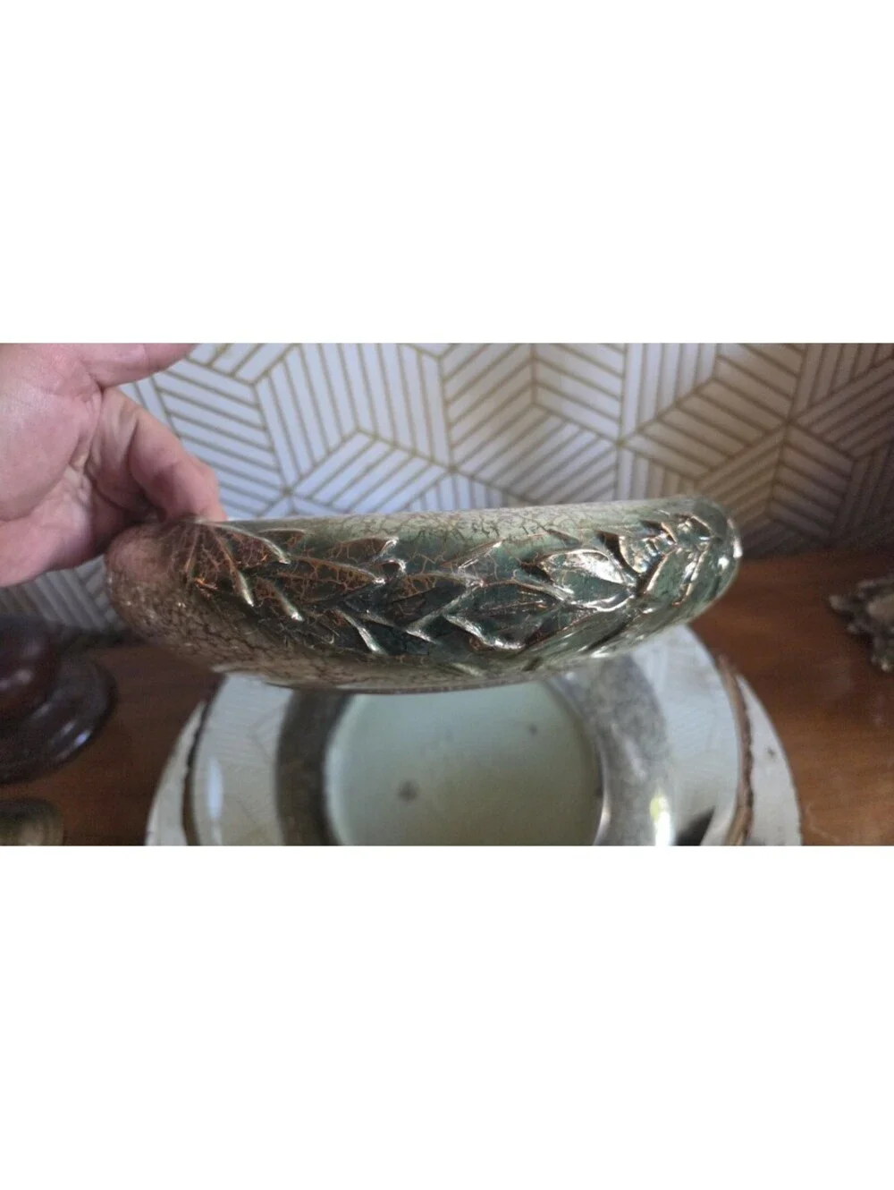 Vintage 1950s McCoy 444 Grecian Centerpiece Bowl/Planter 24K Gold EUC 12